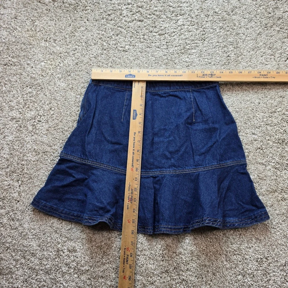 Reformation Madelyn Skirt Womens 28 Dark Wash Denim Pleated Ruffle Mini Skirt